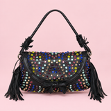 Sonia Rykiel Multicolor Gemstone Fringe Leather Shoulder Bag