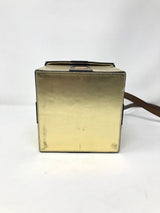 Moschino Brown Gold Leather Gift Box Bag Purse