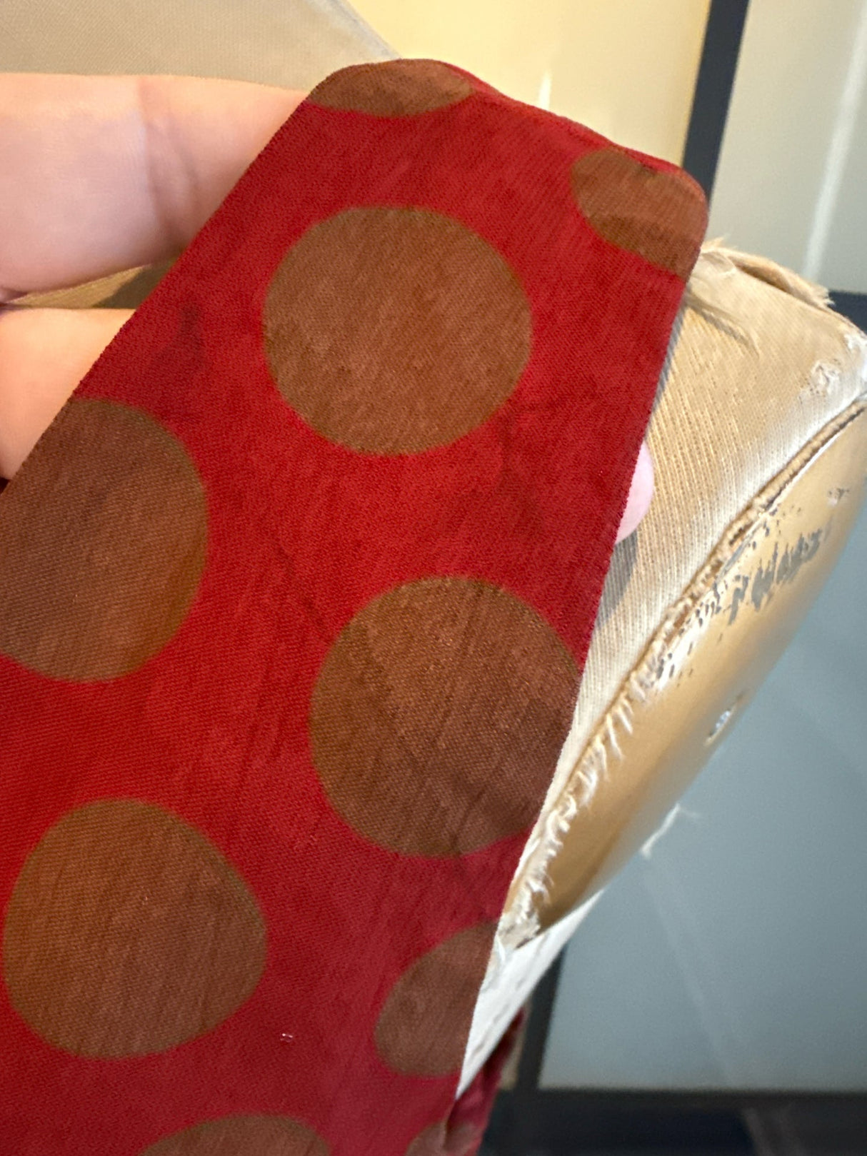 Moschino Red & Taupe Polka Dot Criss Cross Vest