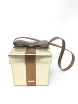 Moschino Brown Gold Leather Gift Box Bag Purse