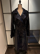 Diane von Furstenberg Size L Navy Blue Patent Leather Trenchcoat