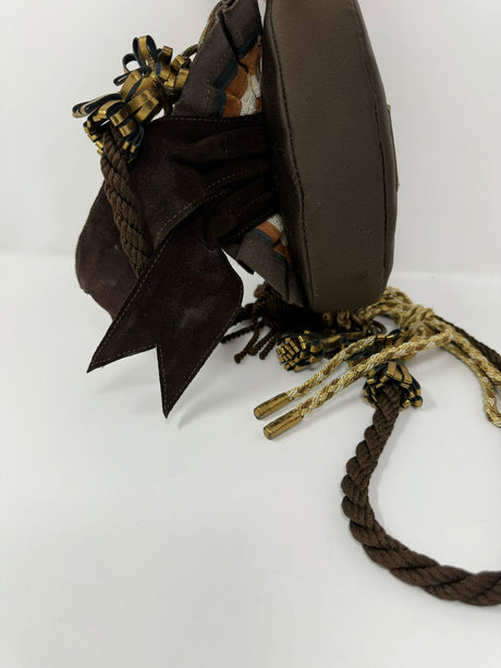 Moschino Brown Round Ribbon Bag Crossbody Purse