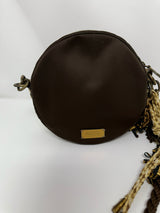 Moschino Brown Round Ribbon Bag Crossbody Purse