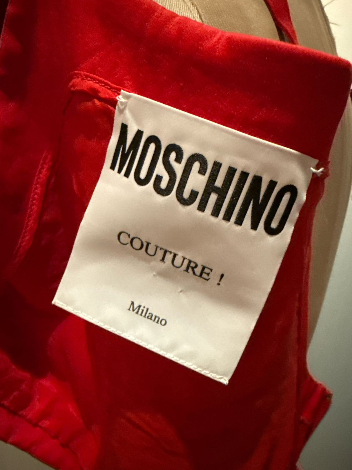 Moschino Size 10 Red & White Sequined SHOP Crop Top
