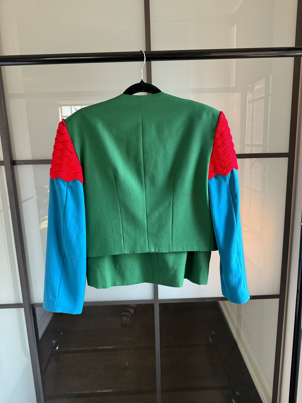 Moschino Cheap & Chic Green & Red Wool House Curtains Skirt Suit