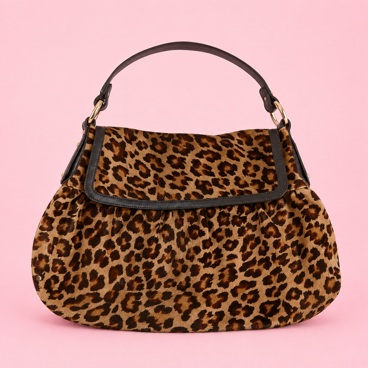 Fendi Jumbo Chef Leopard Pony Hair Hobo Bag