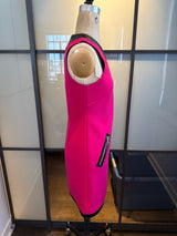 Moschino Pink & Black Wool & Faux Leather Trim Size 4  Dress