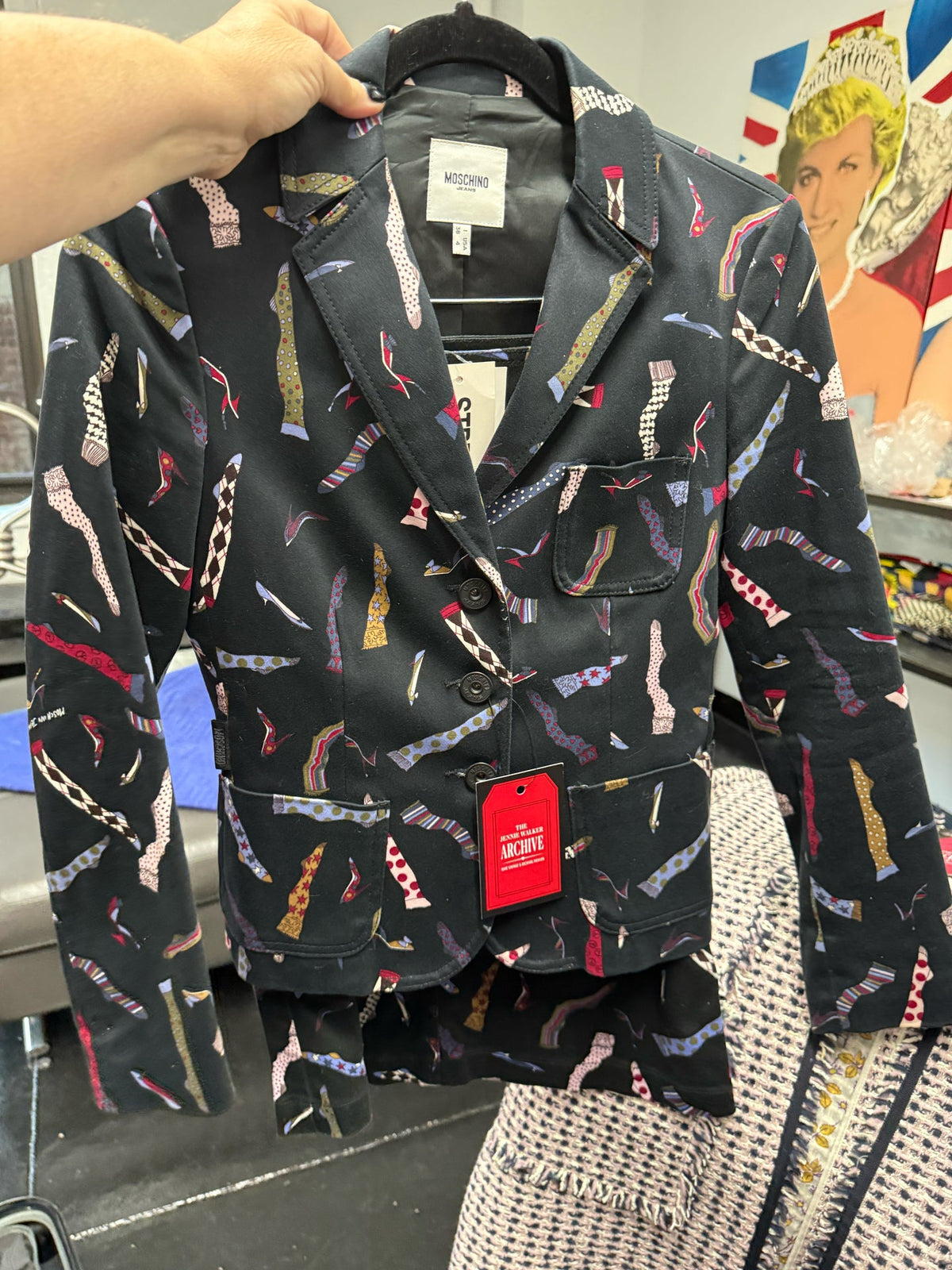 Moschino Size 4 Black Cotton Shoes Skirt Suit