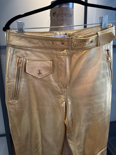 Moschino x H&M Size 0 Gold Leather Moto Pants