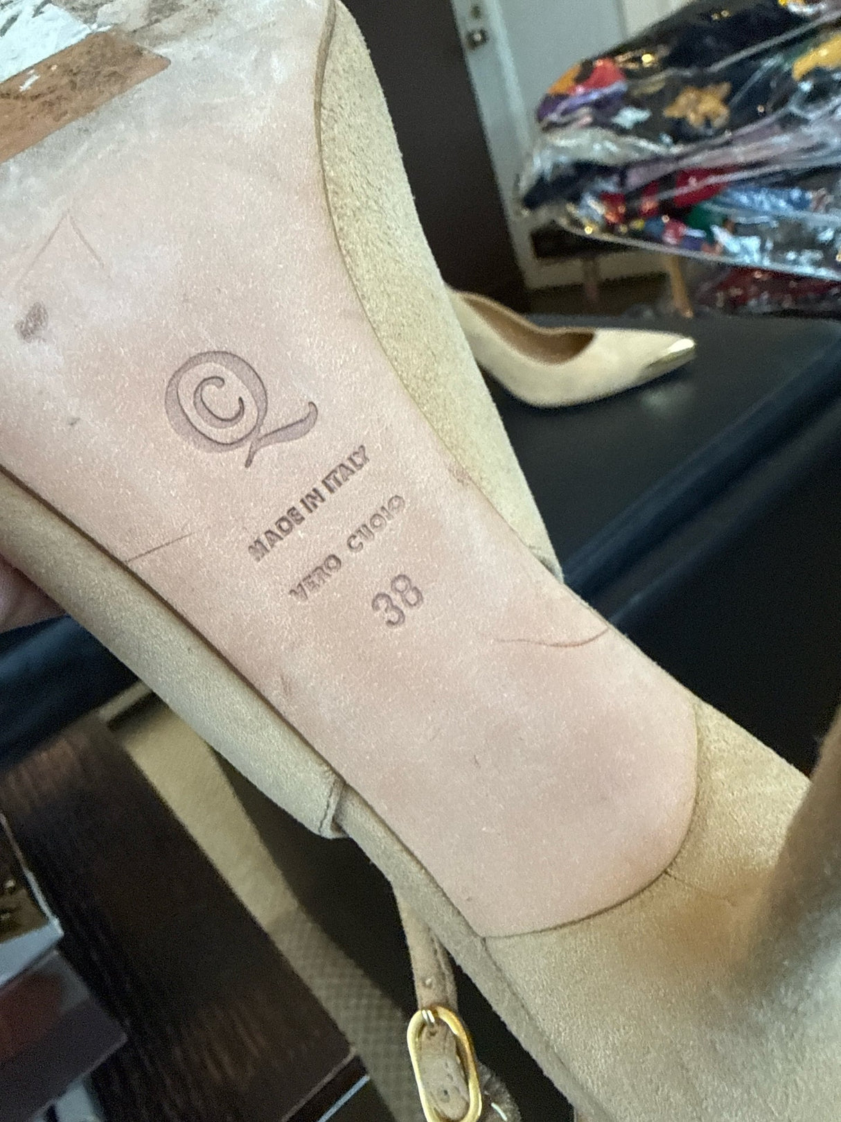 Alexander McQueen 38 Tan Suede Leather Slingbacks Heels Shoes