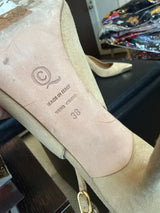 Alexander McQueen 38 Tan Suede Leather Slingbacks Heels Shoes