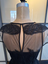 MCQ Alexander McQueen Size IT 36 Black Tulle Feather Lace Dress
