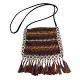 Moschino Navy Satin Beaded Button Crossbody Bag