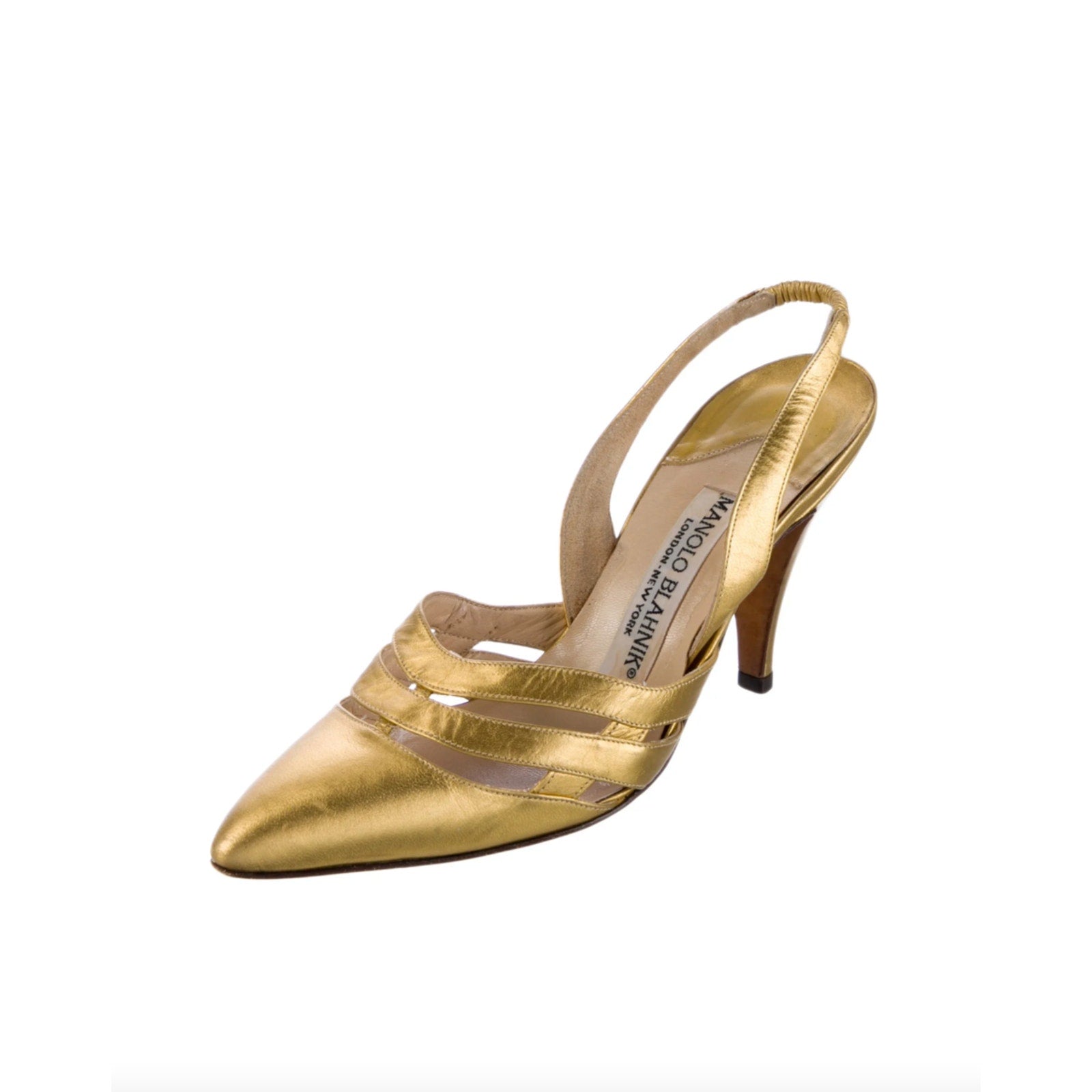 Manolo Blahnik Gold Slingback Pumps