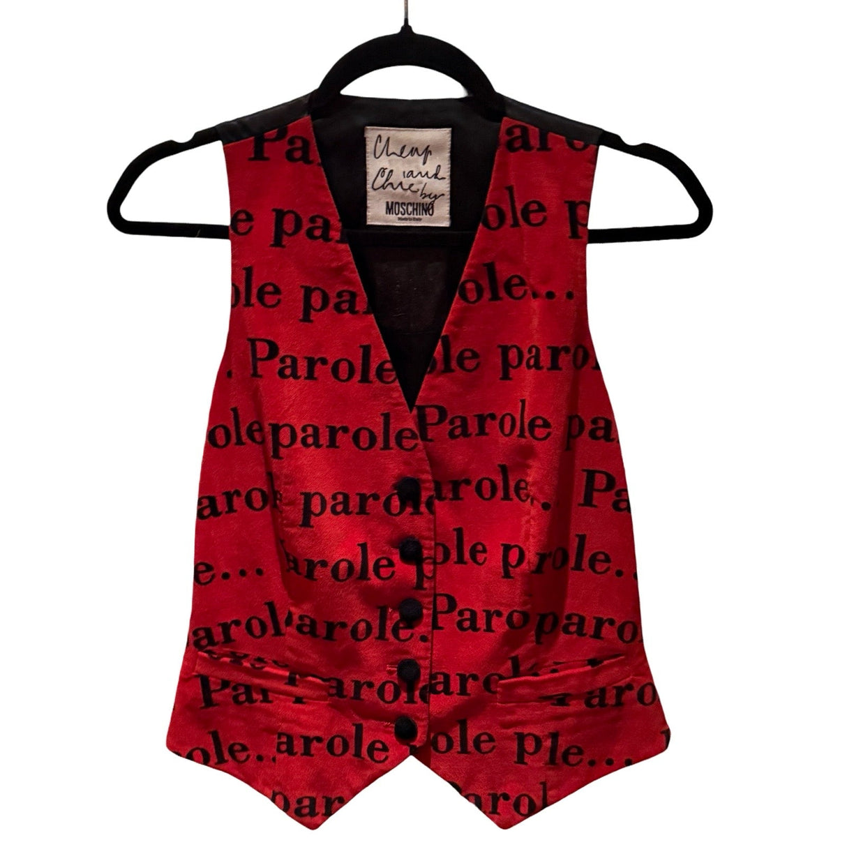 Moschino Cheap & Chic Red & Black Velvet Parole Vest