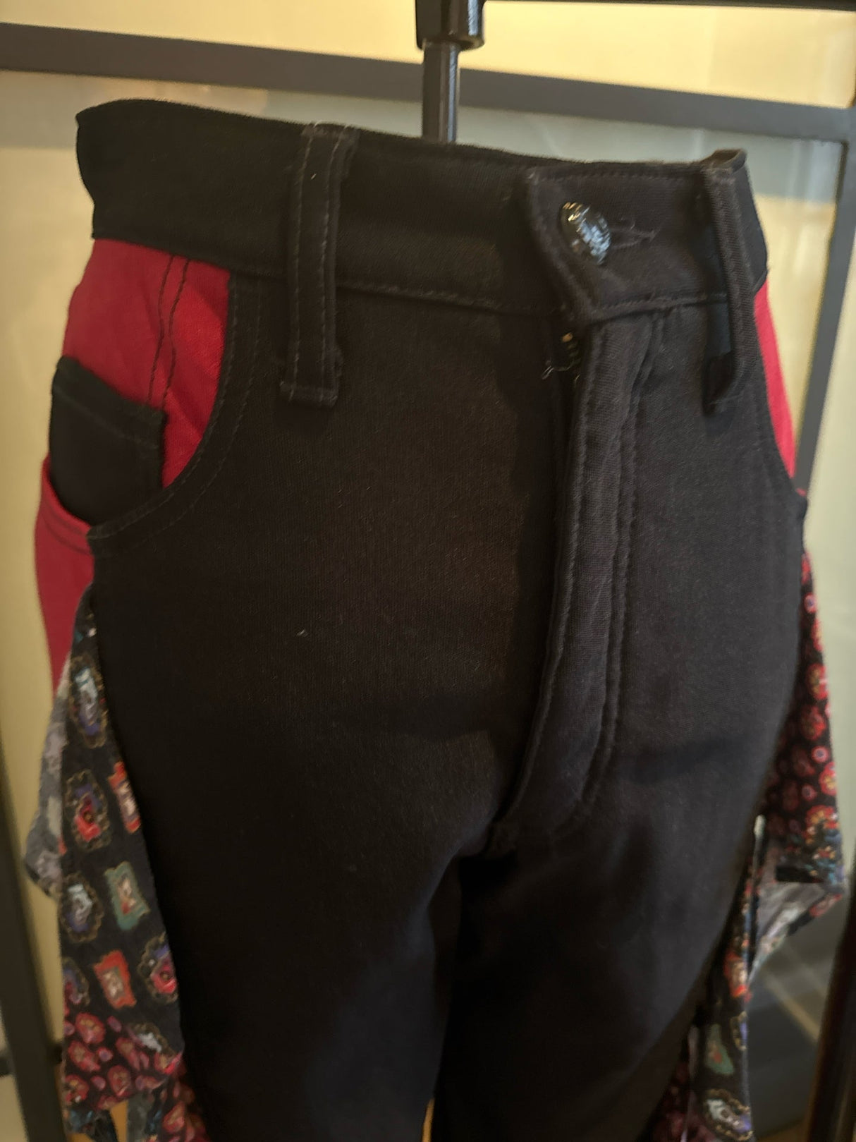 Moschino Black & Red Ruffle Trim Cropped Pants