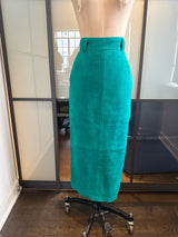 Complice Size 4 Teal Green Suede Pencil Skirt