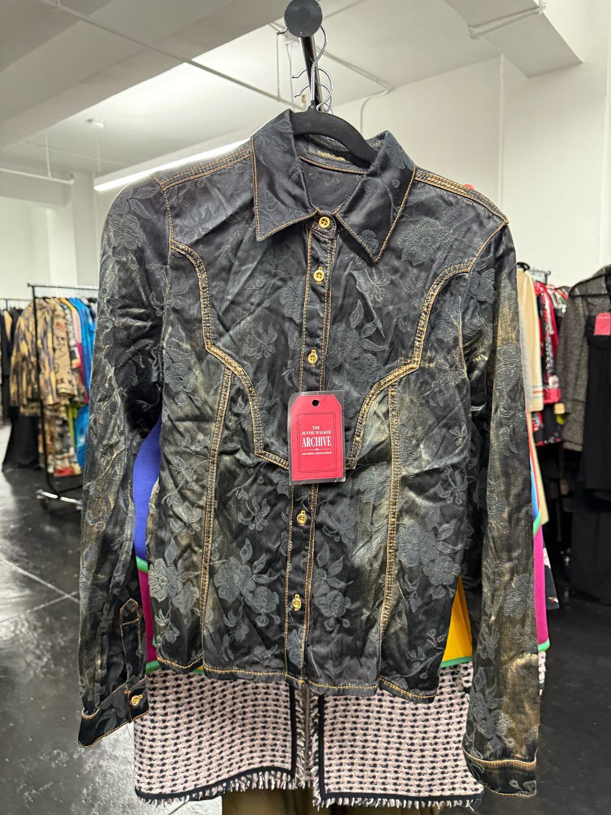 Roberto Cavalli Size M/L Black Western Shirt