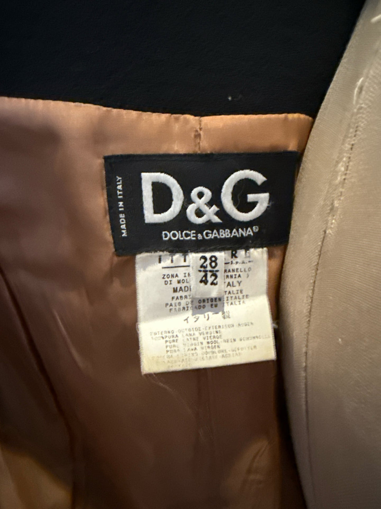 D&G Dolce & Gabbana Black Wool Crepe Coat Silver Snaps