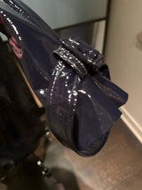 Diane von Furstenberg Size L Navy Blue Patent Leather Trenchcoat