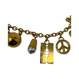 Moschino Gold Chain Charm Heart Razor Blade Timble Belt