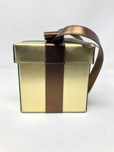 Moschino Brown Gold Leather Gift Box Bag Purse
