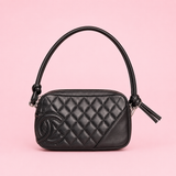 Chanel Cambon Ligne Black Quilted Lambskin Pochette Shoulder Bag
