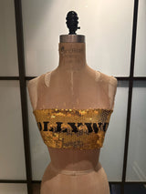 Moschino Gold & Black Sequined Crop Top Bandeau  NWT