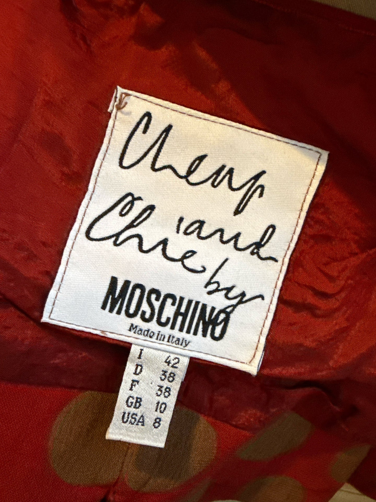 Moschino Red & Taupe Polka Dot Criss Cross Vest