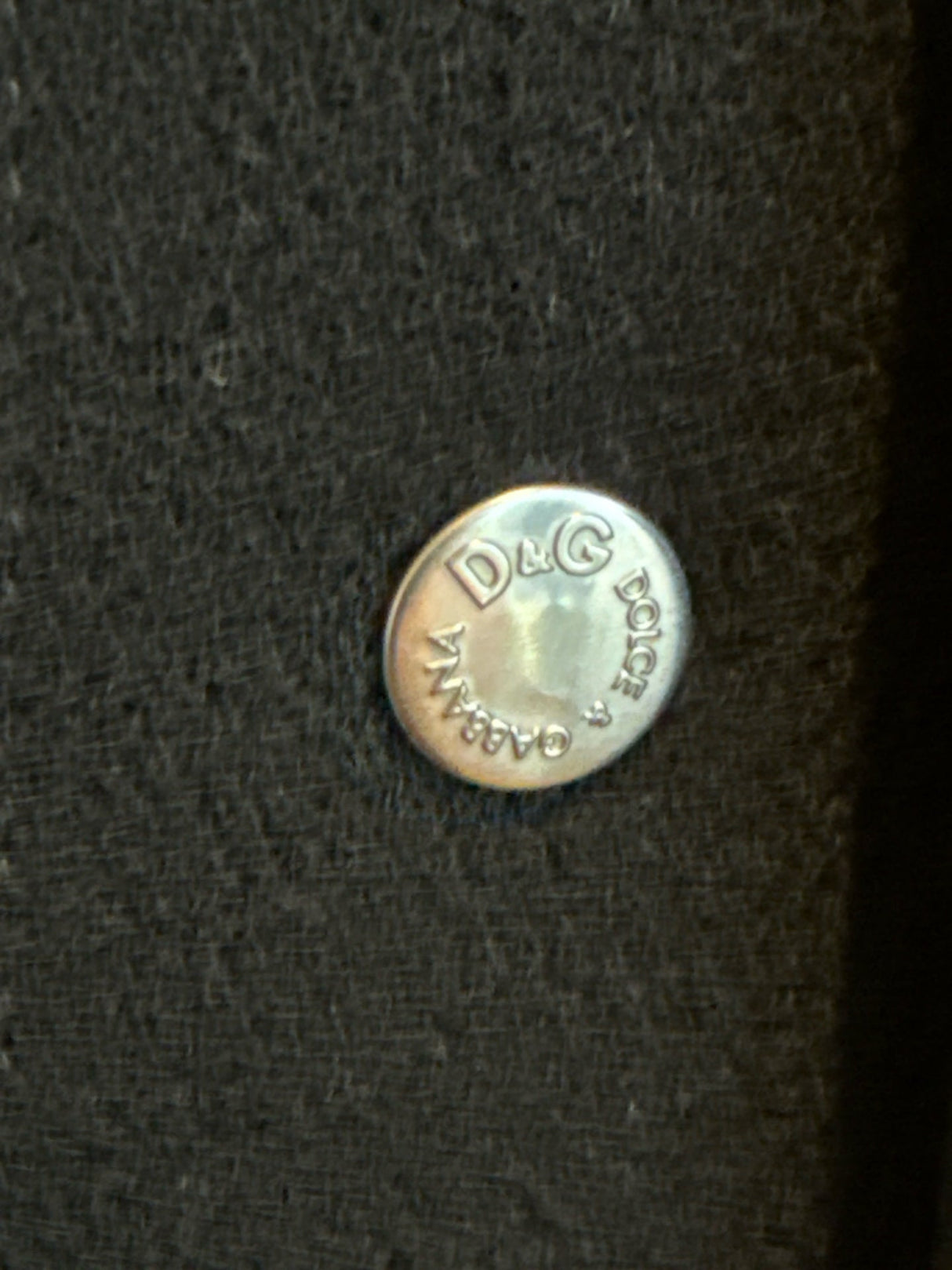 D&G Dolce & Gabbana Black Wool Crepe Coat Silver Snaps