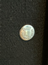 D&G Dolce & Gabbana Black Wool Crepe Coat Silver Snaps