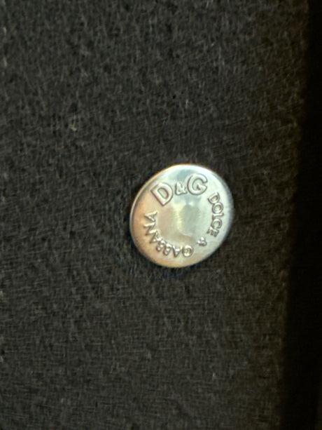D&G Dolce & Gabbana Black Wool Crepe Coat Silver Snaps