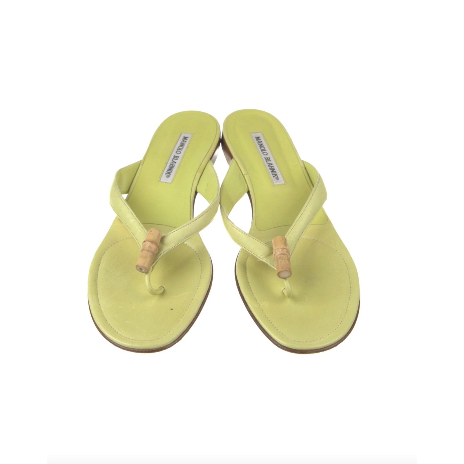 Manolo Blahnik Green Bamboo Flip Flops