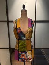 Todd Oldham Size S Purple Yellow Black Patchwork Vest