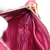 #25 Prada Chain Shoulder Bag Nylon Leather Pink Gold