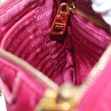 #25 Prada Chain Shoulder Bag Nylon Leather Pink Gold