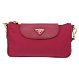 #25 Prada Chain Shoulder Bag Nylon Leather Pink Gold