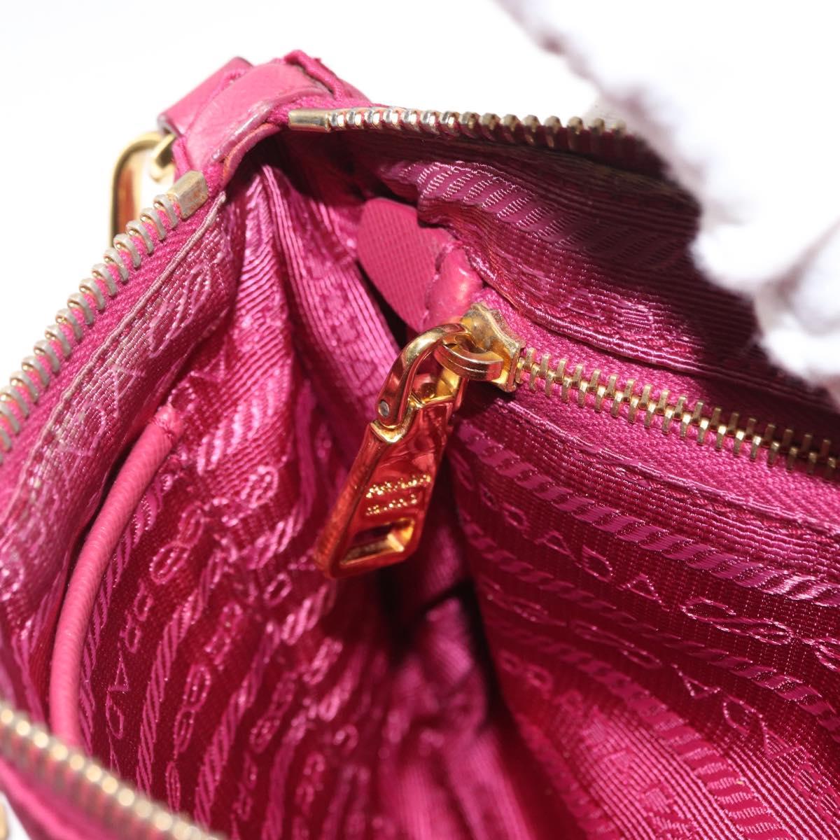 #25 Prada Chain Shoulder Bag Nylon Leather Pink Gold