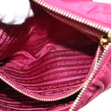 #25 Prada Chain Shoulder Bag Nylon Leather Pink Gold