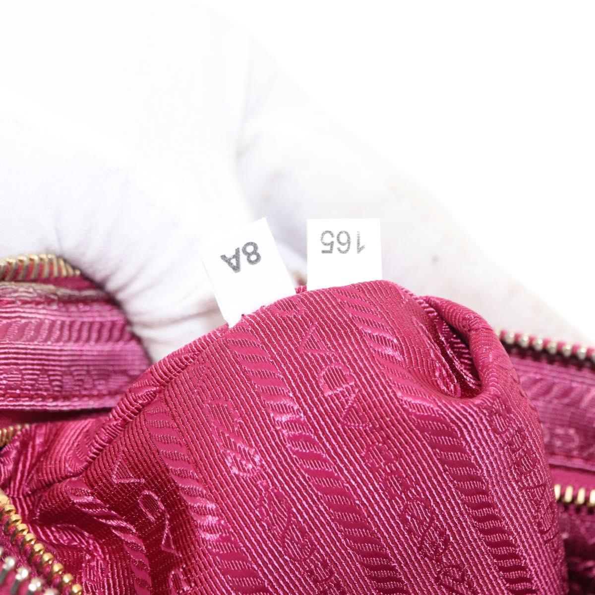 #25 Prada Chain Shoulder Bag Nylon Leather Pink Gold
