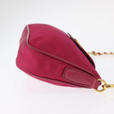 #25 Prada Chain Shoulder Bag Nylon Leather Pink Gold