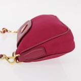 #25 Prada Chain Shoulder Bag Nylon Leather Pink Gold
