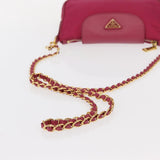 #25 Prada Chain Shoulder Bag Nylon Leather Pink Gold
