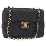 #54 Chanel Matelasse 30 Chain Shoulder Bag Caviar Skin Black Gold