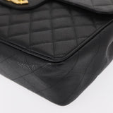 #54 Chanel Matelasse 30 Chain Shoulder Bag Caviar Skin Black Gold