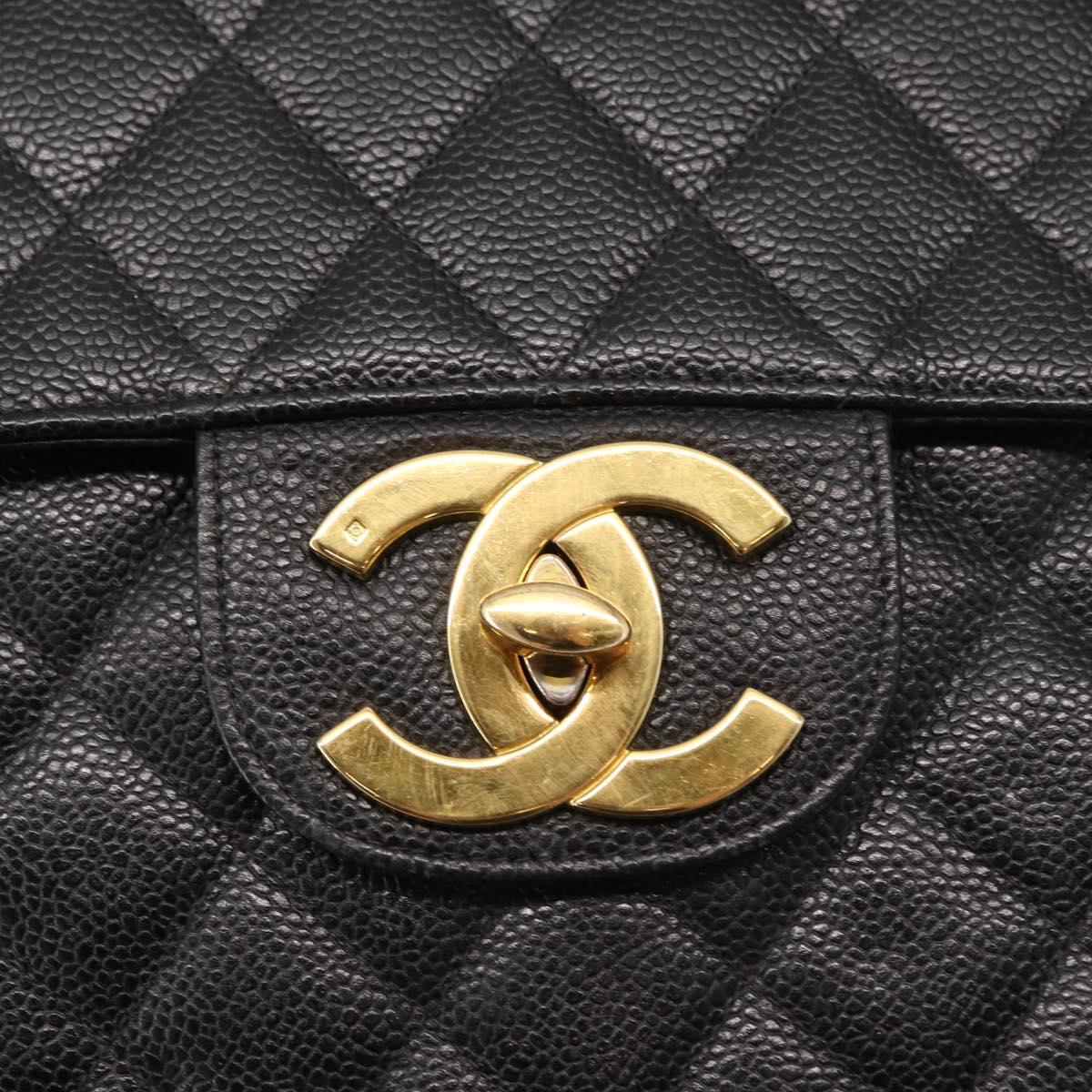 #54 Chanel Matelasse 30 Chain Shoulder Bag Caviar Skin Black Gold