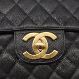 #54 Chanel Matelasse 30 Chain Shoulder Bag Caviar Skin Black Gold