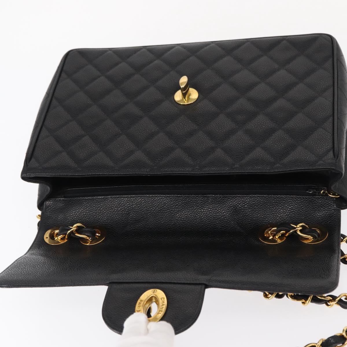#54 Chanel Matelasse 30 Chain Shoulder Bag Caviar Skin Black Gold