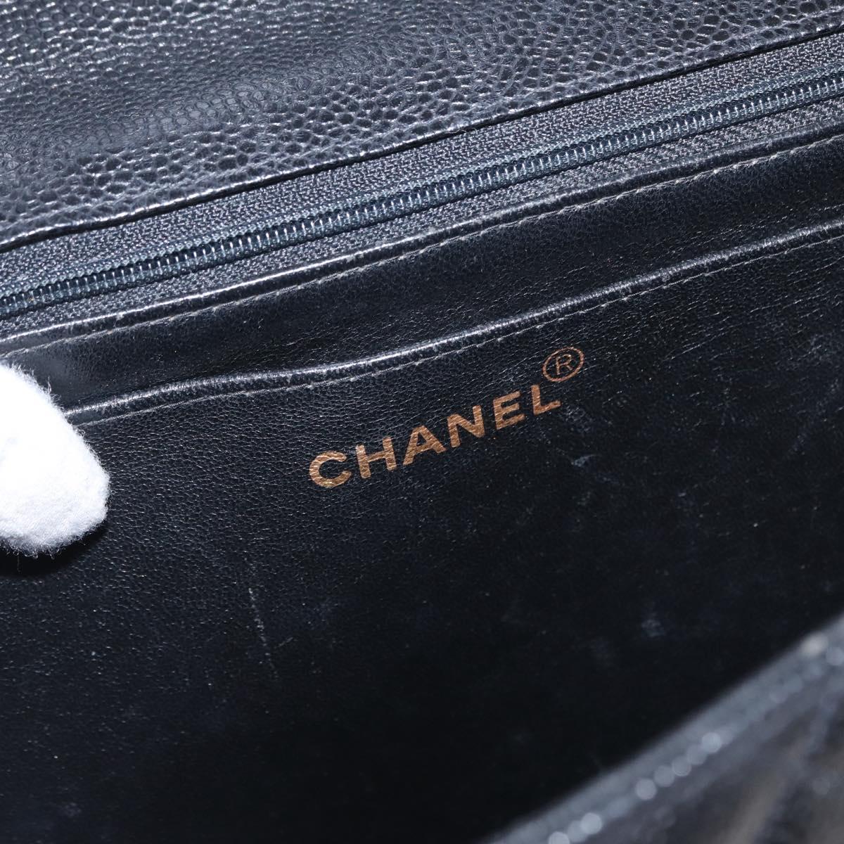 #54 Chanel Matelasse 30 Chain Shoulder Bag Caviar Skin Black Gold