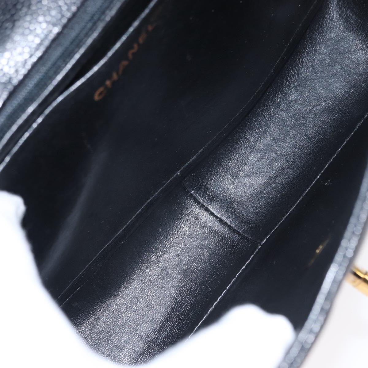 #54 Chanel Matelasse 30 Chain Shoulder Bag Caviar Skin Black Gold